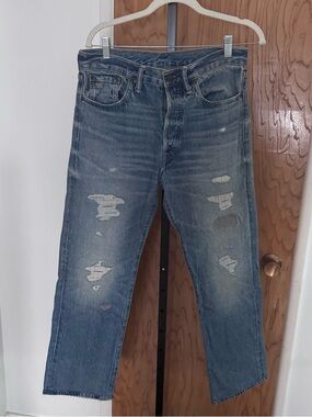 Ralph Lauren double RL distress straight leg jeans